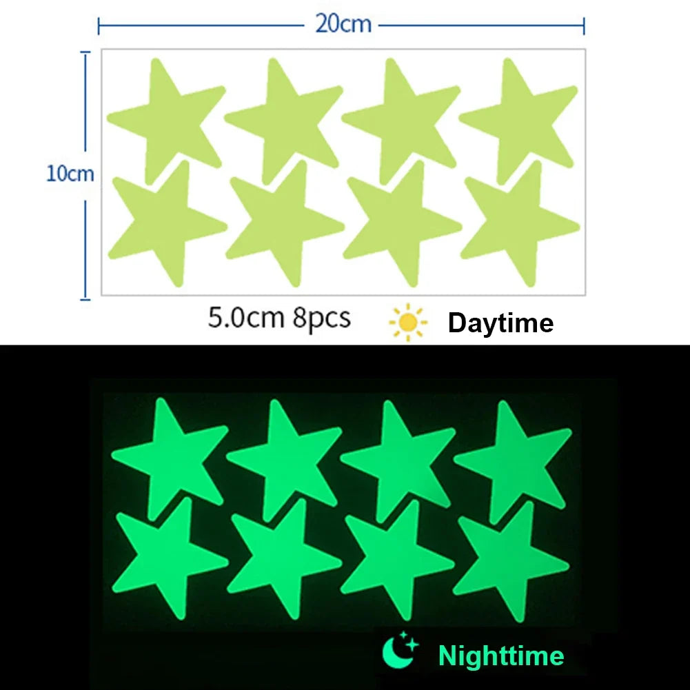 Glow In The Dark 3D Stars Moon Wall Stickers | Creative Luminous Room Decor