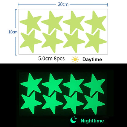 Glow In The Dark 3D Stars Moon Wall Stickers | Creative Luminous Room Decor