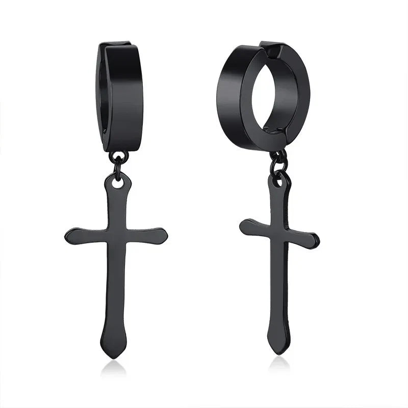Stainless Steel Cross Earrings for Men | Religious Stud Earrings