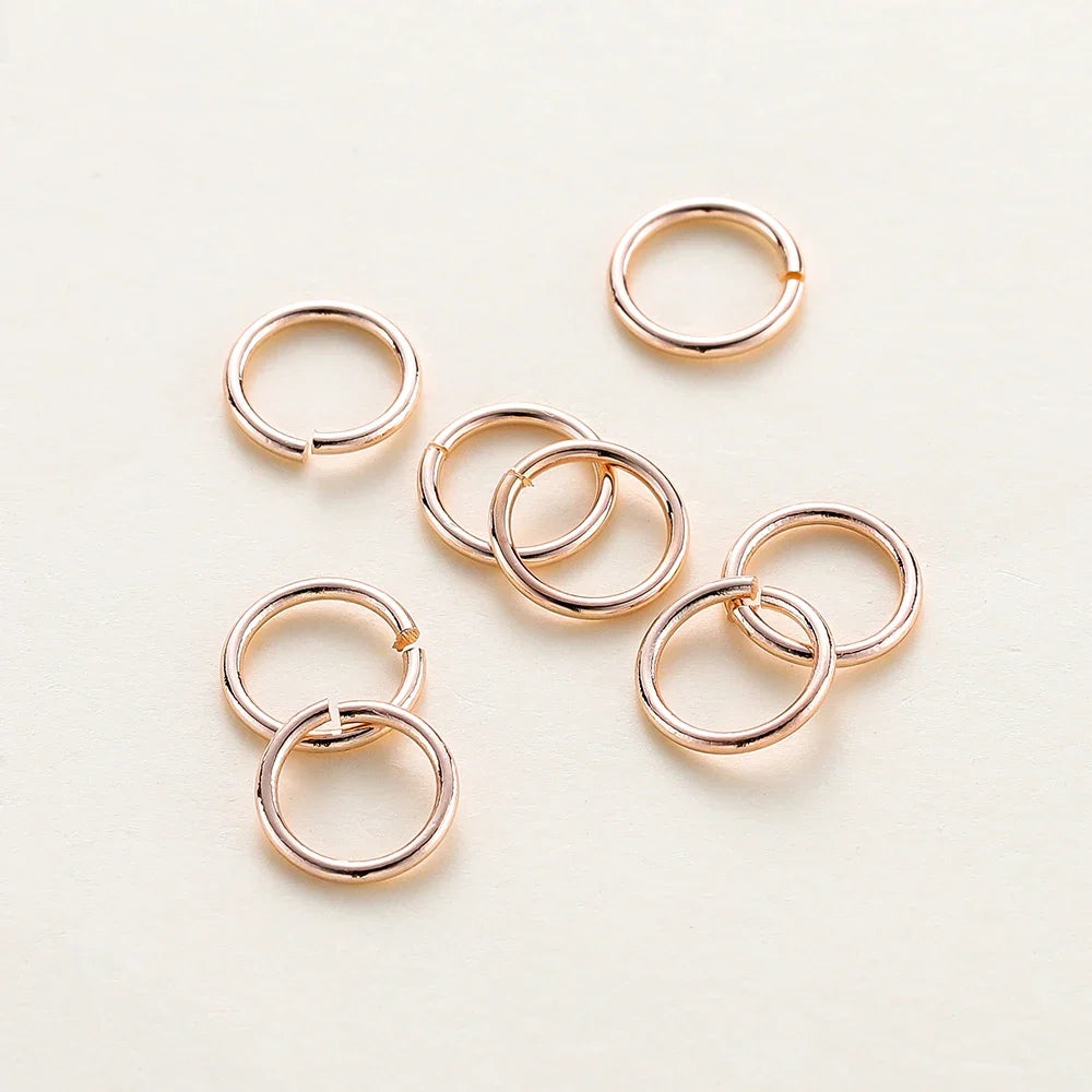 50-200/lot 14K 18K Gold Necklace Open Single Jump Ring Lobster Clasp Connector Split Ring Fitting DIY Jewelry Making Accessories
