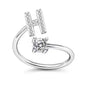 LATS Zircon Initial A-Z Letter Rings for Women Girl Adjustable Opening Ring Name Alphabet Female Wedding Fashion Jewelry Gift