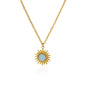 Stainless Steel Sun Sunflower Pendant Necklace For Women Gold Color Round Charm Clavicle Chain Necklaces Fashion Jewelry Gift