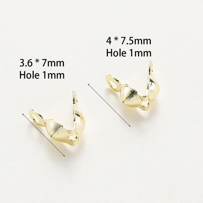 14K 18K Real Gold Plated Double Hole End Clasp Beads Open Cover Crimp Connector Beads For DIY Jewelry Making Necklace Component