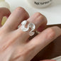 925 Sterling Silver Frosting Geometry Ring | Textured Wide Band for Women