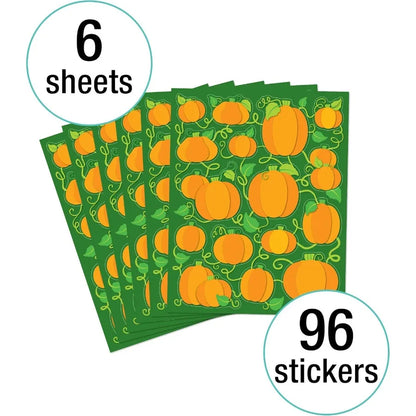 6 Sheets of Pumpkin Stickers for Halloween | Festive Fall Decor