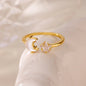 Vintage Ancient Greek Arethusa Goddess Coin Rings For Women Imitation Pearl Zircon Moon Stainless Steel Ring Fashion Jewelry