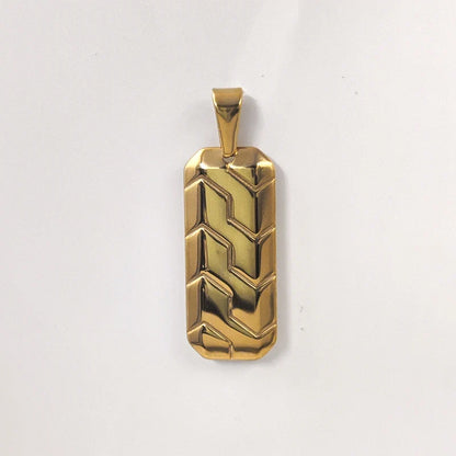 Hot Sale 18K Gold Plated Stainless Steel Mens Jewelry Classic Men's Necklace Square Tire Patterns Pendant Hip Hop Necklace