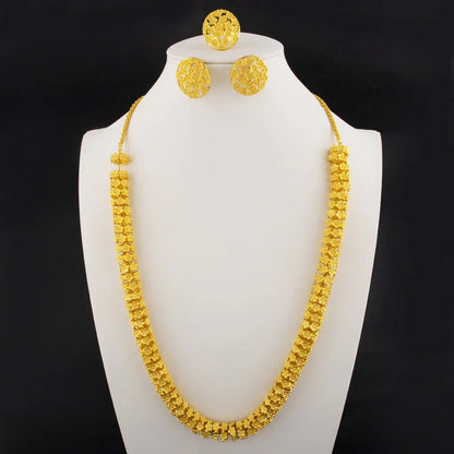 gold plated earrings ring necklaces for women luxury gold cuban necklace set High Quality designer men woman Jewelry sets gift