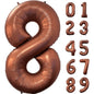 40 Inch Foil Number Balloon Set | Brown Birthday Party Decoration