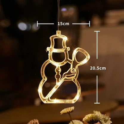 Christmas Window Decor LED Lights | Snowflake Tree Star Deer Sucker Lights for Xmas