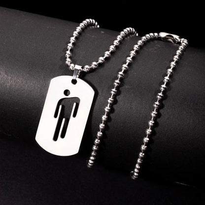 1pcs New Hollow-out Pendant Simple Stainless Steel Figurine Necklace Hip-hop Trend Military Pendant Sweater Chain