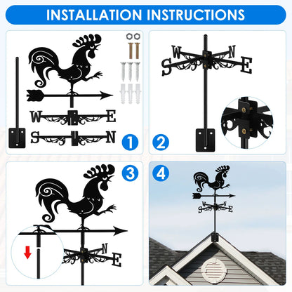 Metal Weather Vane Rustproof Cartoon Animals Sea Rover Wind Direction Indicator for Outdoor Patio Roof Gardens Decoration New