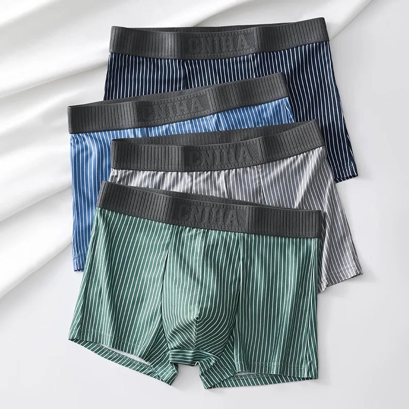 4PCS Mens Underwear Men Fashion Underpants Male High Stretch Boxer Panties Shorts Breathable Soft Shorts Comfortable Plus size