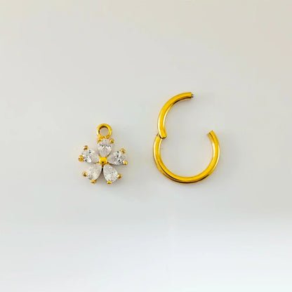 Waterdrops Pendant Conch Ring ASTM F136 G23 Titanium Piercings Moon Flowers Hinge Segment Clicker Teardrop Helix  Earrings