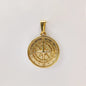 18K Gold Plated Stainless Steel Compass Pendant Necklace - Round Coin Design for Men & Women, Waterproof Unisex Jewelry Gift