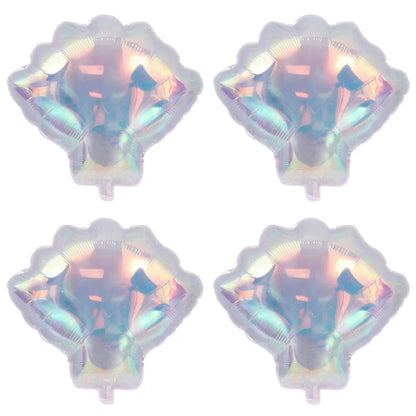 4-Pack Colorful Shell-Shaped Aluminum Foil Balloons | Ocean-Themed Party Decor