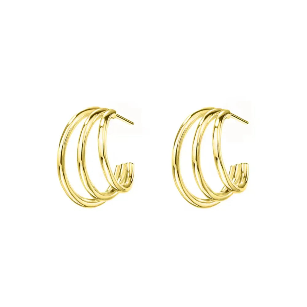 European New Cross Sunflower Gold Color Stud Earrings, Fit Women's Festival Exquisite Charm Jewelry Gifts  925 Silver