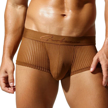 SEOBEAN New Men's translucent Boxer Brief Underwear Comfortable polyester Boxer Shorts for Men