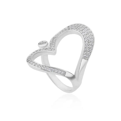 Stainless Steel Heart Rings For Women Gold Color CZ Crystal Zircon Open Finger Ring Wedding Aesthetic Jewerly Gift anillos