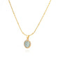 Round Opal Necklace For Women Girls Stainless Steel Natural Stone Pendant Chains Choker Necklaces New In Jewelry Gift Collier