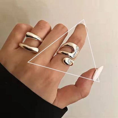 PANJBJ 925 Sterling Silver Pearl Irregular Ring | Women Shell Overlapping Hollow Sweet Design Jewelry