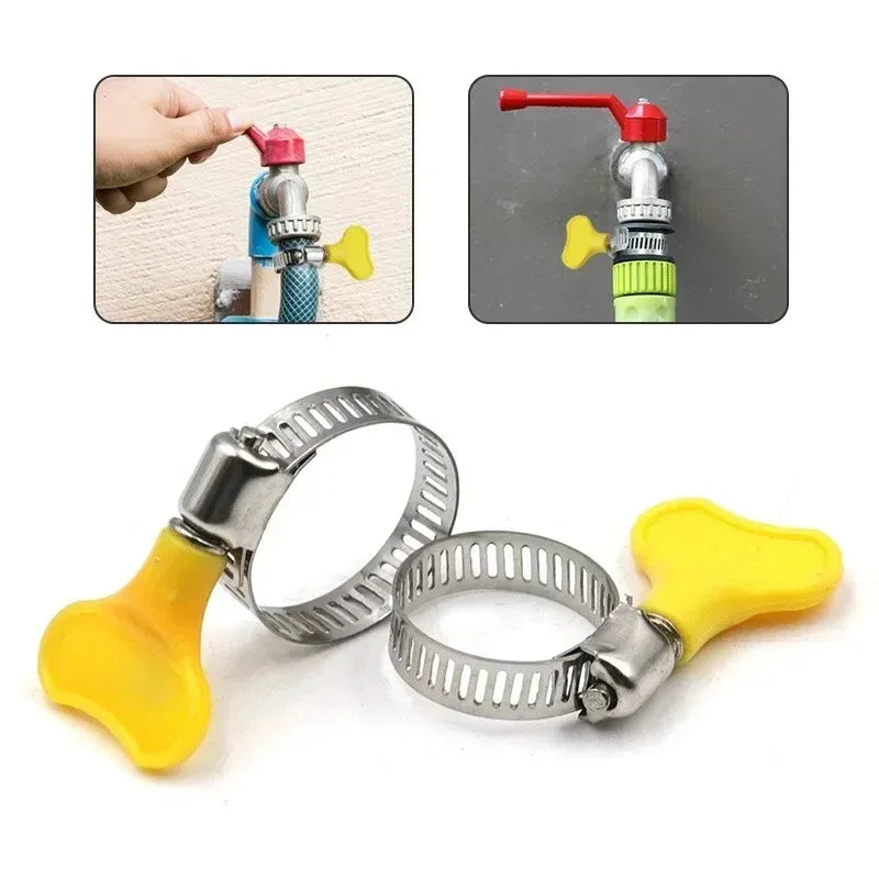 5 Pcs 8-44mm Adjustable Yellow Plastic Handle Hose Clamps | Stainless Steel Worm Drive Pipe Clips