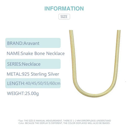 Aravant 925 Silver 18K Gold 6MM Snake Chain Necklace For Men Women Fashion Jewelry