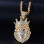 Hip Hop Fierce Shark Inlaid Zircon Pendant Charm Trend Necklace