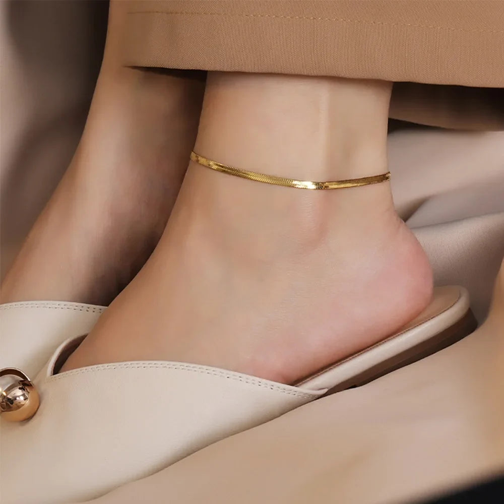 Snake Chain Anklet for Women/Men Girls Beach Chain Ankle Gifts Stainless Steel Not Allergic Dropshipping/Wholesale