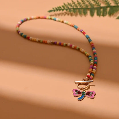 4mm Colorful Stone Choker Necklace for Women | Round Evil Charm Pendant