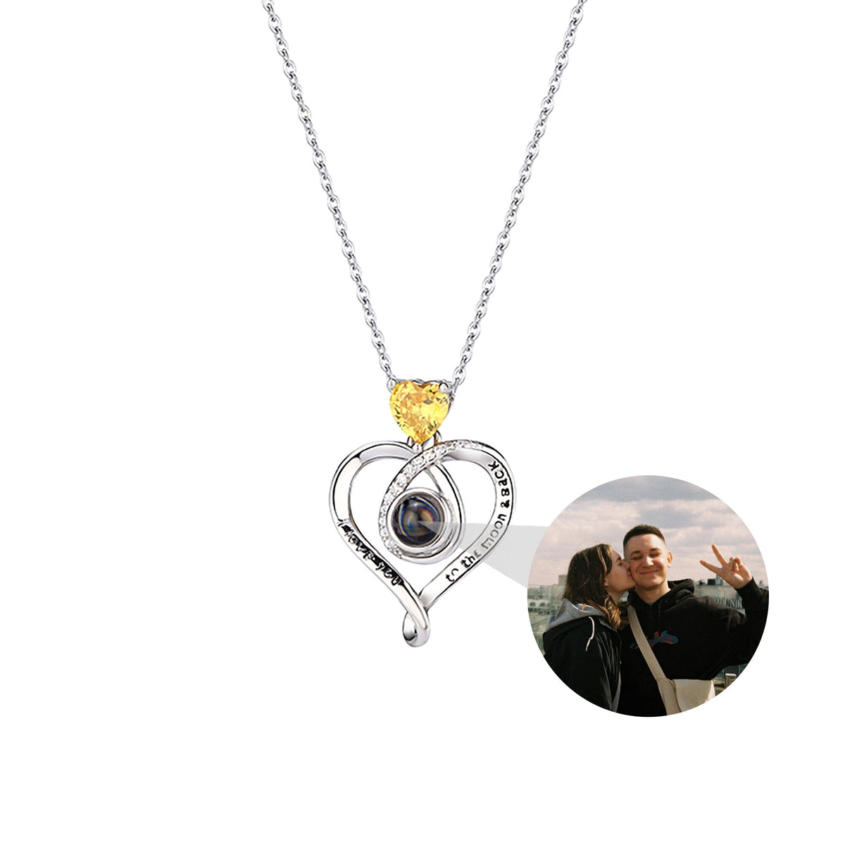 Love with customizable photosProjection Necklace Pendant Jewelry For Lover Girlfriend