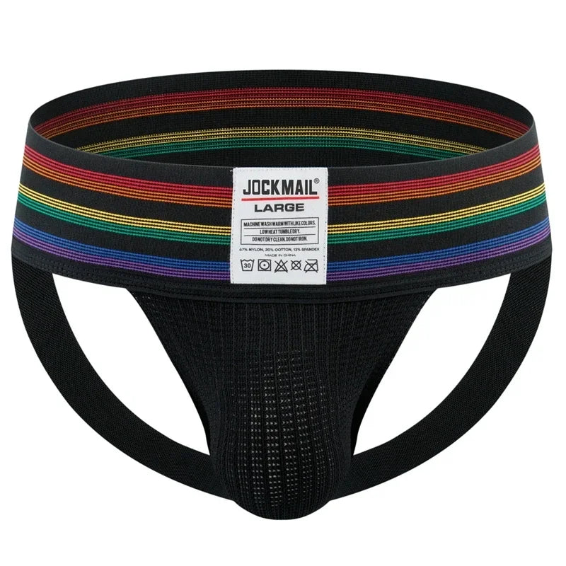 Men Sexy Jockstrap Thongs Gay Underwear Lingerie Underpants Bikini G String Wide Waist Band Hombre Panties Athletic Supporters