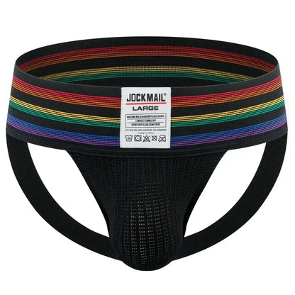 Men Sexy Jockstrap Thongs Gay Underwear Lingerie Underpants Bikini G String Wide Waist Band Hombre Panties Athletic Supporters