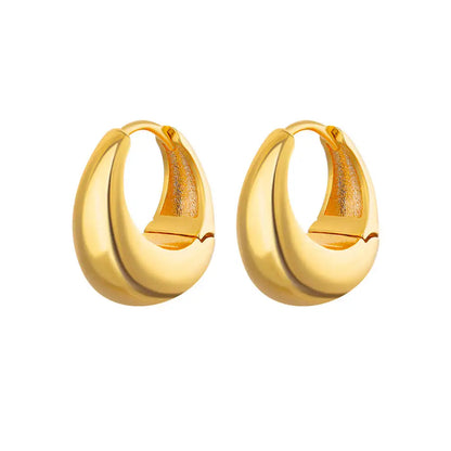 Vintage Round Stainless Steel Hoop Earrings For Women Gold Plated Earring 2023 Trending Statement Ear Jewelry Christmas Gift
