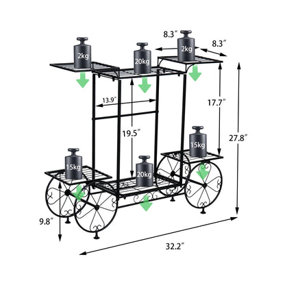 Garden Cart Stand Flower Pot Holder Display Rack Home Plant Stand - Multi-Functional Garden Storage Organizer