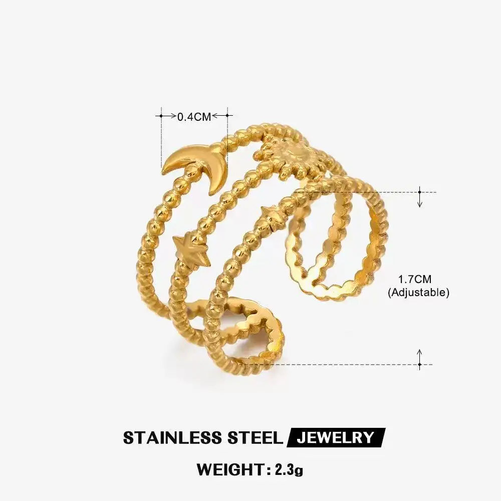 Wholesale High End Waterproof Three-dimensional M Letter Hollow Stainless Steel Finger Ring Trendy for Women Personalize Jewelry