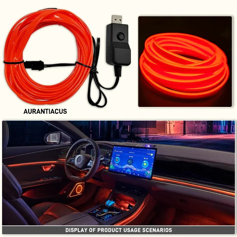 Car Interior EL Wire Neon Strips | Flexible LED Atmosphere Lamp