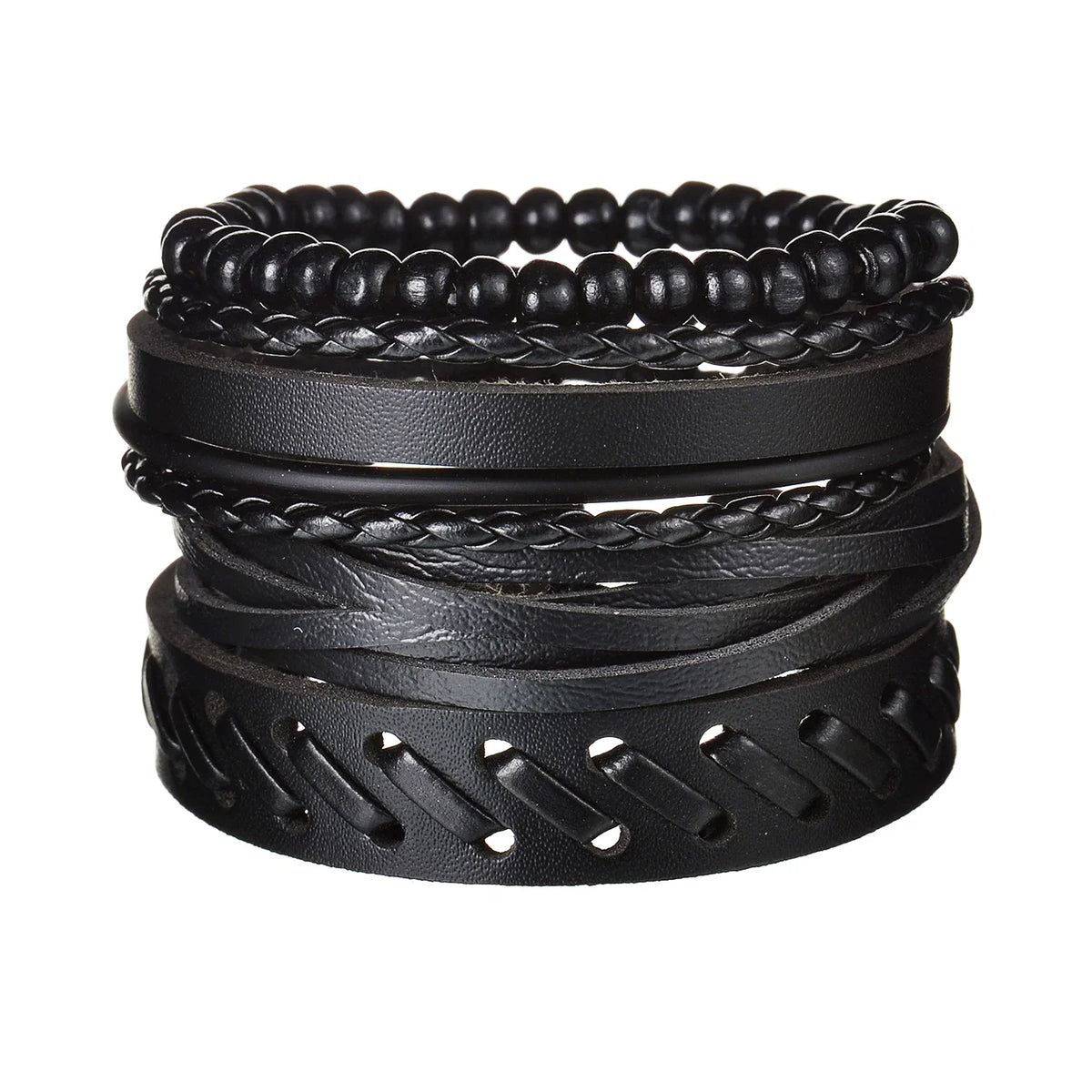 MeMolissa New Fashion Braided Wrap Leather Bracelets for Men High Quality Vintage Charm Wood Beads Ethnic Tribal Wristbands