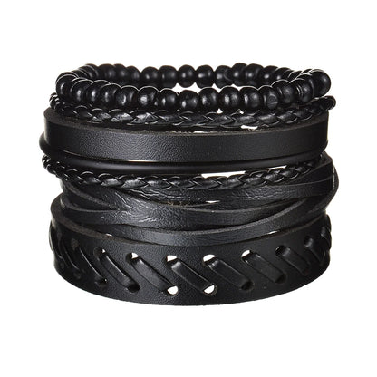 MeMolissa New Fashion Braided Wrap Leather Bracelets for Men High Quality Vintage Charm Wood Beads Ethnic Tribal Wristbands