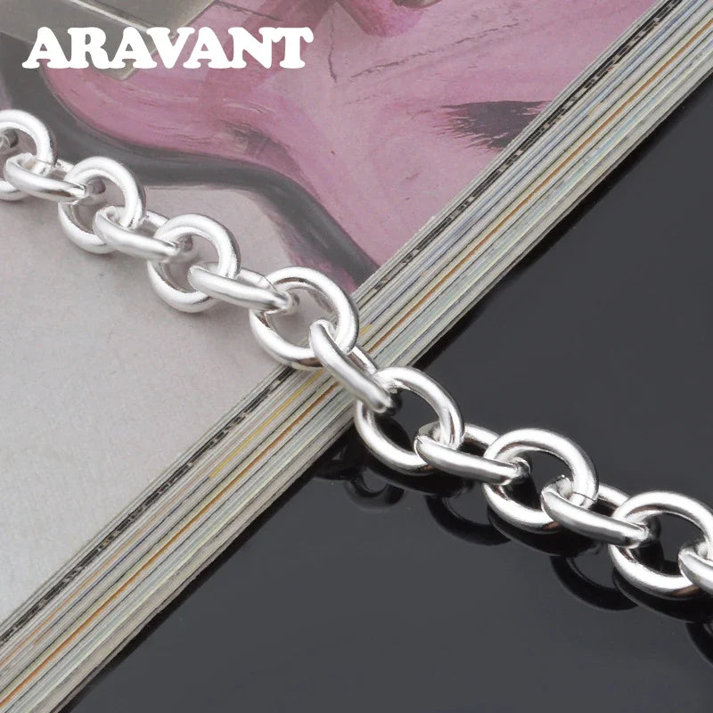 Aravant 925 Silver Round Bracelet Chains For Women Fashion Wedding Jewelry Accessories