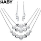 URBABY 925 Sterling Silver 18-inch Frosted Beads Pendant Earrings Necklace for Woman Fashion Jewelry Set Wedding Gift