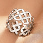 Stainless Steel Rings Vintage Exquisite Hollow Adjustable Open Statement Rings Light Luxury Fashion Rings For Women Jewelry New