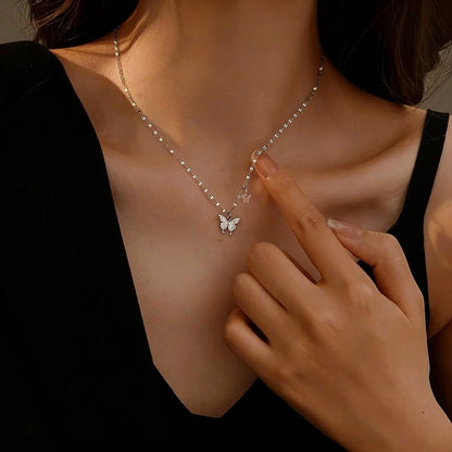925Silver Butterfly necklace for women in summer, niche, versatile, exquisite, luxurious, high-end, collarbone chain