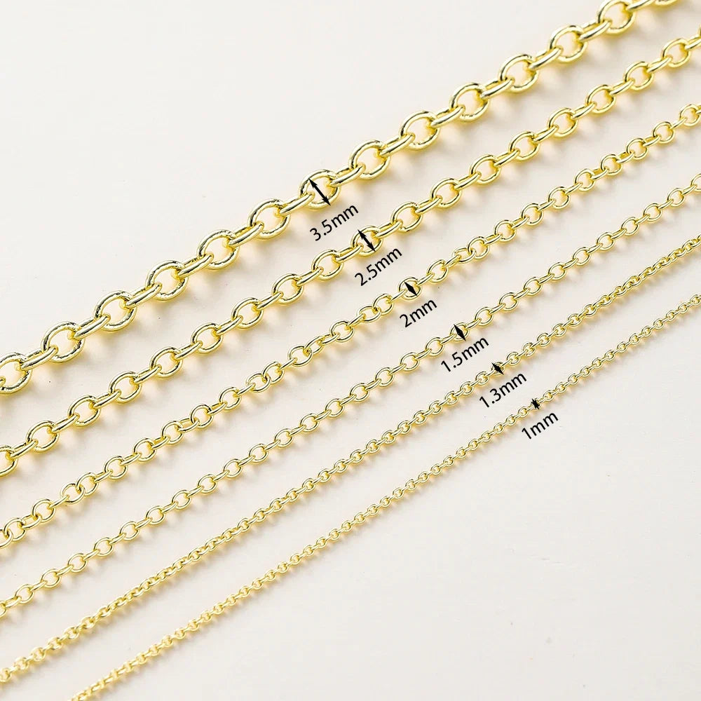 1Meter/lot 14K 18K Gold Plated Brass Metal Round Link Cable Chains DIY Jewelry Making Chain For Needlework Jewelry Accessories