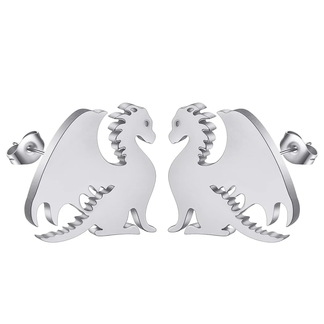 Punk Black Western Dragon Ear Stud | Stainless Steel Stud Earrings