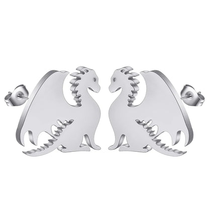 Punk Black Western Dragon Ear Stud | Stainless Steel Stud Earrings