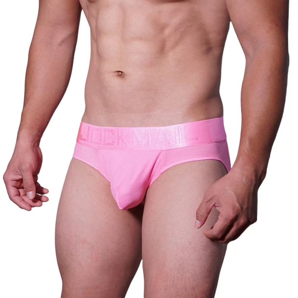 Sexy Men Thong Underwear Jockstraps Crotchless Underpants Low Waist Bikini Panties Mesh Elastic Thread Skin Friendly Lingerie