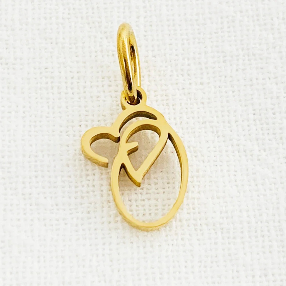SUNIBI Heart Art Initial Alphabet Pendant DIY Name Customized Birthday Gift Stainless Steel Women Fashion Jewelry A-Z Wholesale