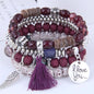 DIEZI Bohemian Multicolor Pink Crystal Beads Bracelets Women Girls Elastic Tassel Wing Letters Rope Bracelet Pulseira Feminina