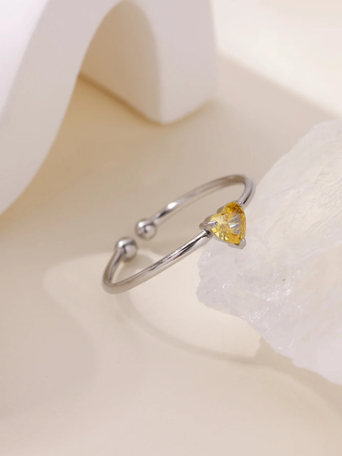 Fashion Zircon Heart Birthstone Rings For Women Stainless Steel Gold Color Birthstone Ring  Aesthetic Wedding Jewelry Gift